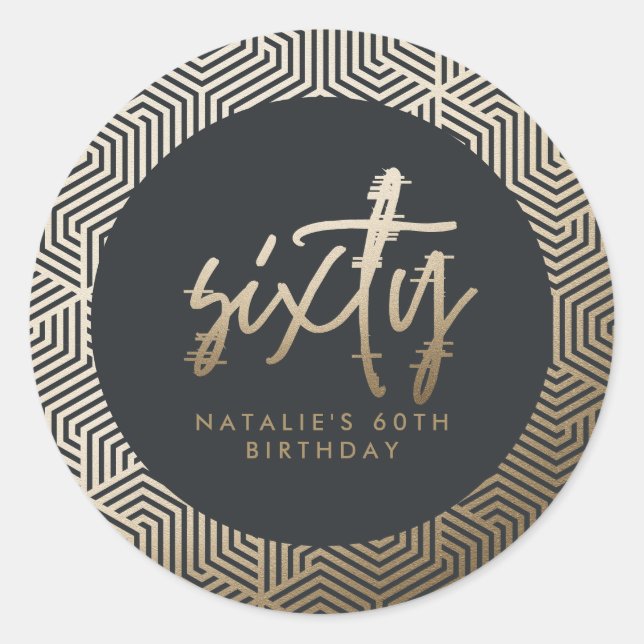 Modern 60th birthday simple stylish elegant script classic round sticker (Front)