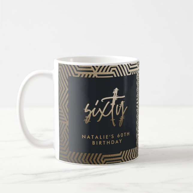 Modern 60th birthday simple stylish elegant script coffee mug (Left)