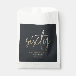 Modern 60th birthday simple stylish elegant script favor bag