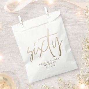 Modern 60th birthday simple stylish elegant script favor bag