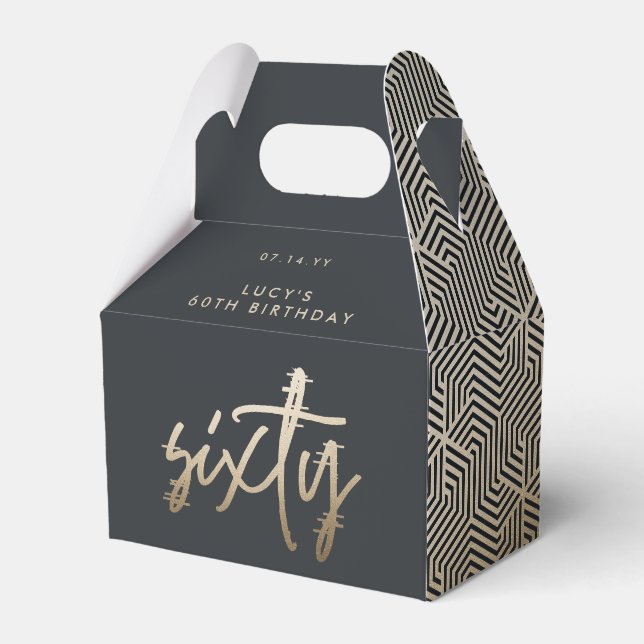 Modern 60th birthday simple stylish elegant script favor boxes (Front Side)