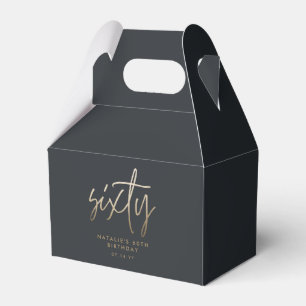 Modern 60th birthday simple stylish elegant script favor boxes