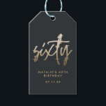 Modern 60th birthday simple stylish elegant script gift tags<br><div class="desc">Modern 60th birthday simple stylish elegant gold script 60th birthday design. Part of a collection.</div>