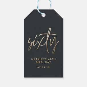 Modern 60th birthday simple stylish elegant script gift tags