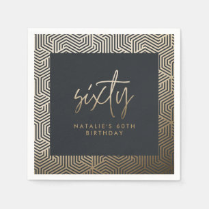 Modern 60th birthday simple stylish elegant script napkins