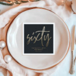 Modern 60th birthday simple stylish elegant script napkins<br><div class="desc">Black and Gold effect script sixty 60th birthday modern minimal elegant party decor favor napkin</div>