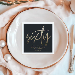 Modern 60th birthday simple stylish elegant script napkins