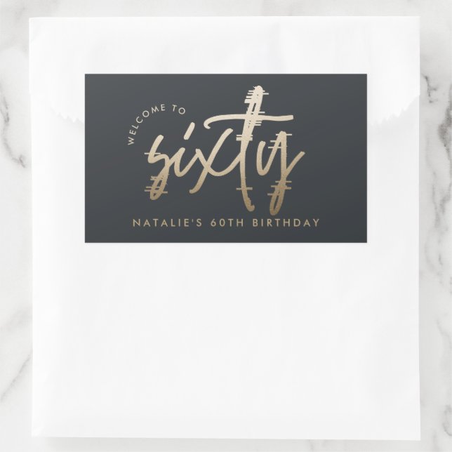 Modern 60th birthday simple stylish elegant script rectangular sticker (Bag)