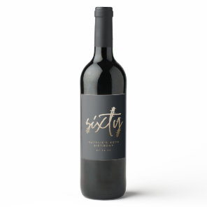 Modern 60th birthday simple stylish elegant script wine label