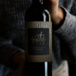 Modern 60th birthday simple stylish elegant script wine label<br><div class="desc">Modern 60th birthday simple stylish elegant gold script & geometric 60th birthday design. Modern geometric pattern. Part of a collection.</div>