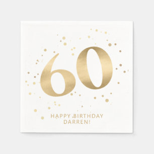 Modern 60th Sixty Birthday   Gold Black Glitter  Napkins