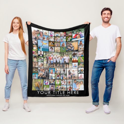 Modern 61 Photo Collage Custom Title Color Fleece Blanket - Easily create your own unique personalized keepsake photo collage blanket with 61 pictures of his family and kids with your custom text (the sample says BEST DAD EVER and family names and date) against a background color of your choice. Makes a meaningful, memorable gift for a special dad for Father's Day, his birthday or for Christmas. Contact the designer via Zazzle Chat or makeitaboutyoustore@gmail.com if you'd like this design modified or on another product.