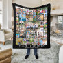 Modern 61 Photo Collage Custom Title Color Fleece Blanket