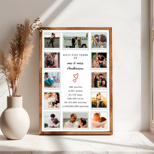 Modern 65th Anniversary Custom Photo Collage Poster (Creator Uploaded)