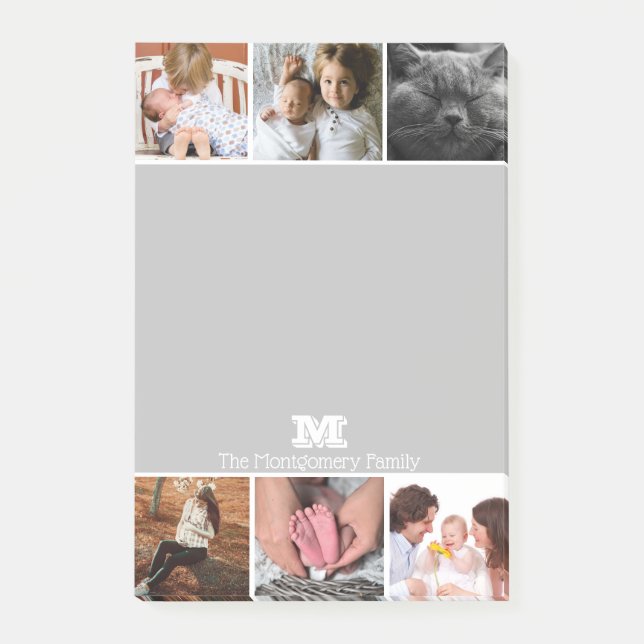 Modern 6 Family Photo Strip | Personalized Post-it Notes (Front)
