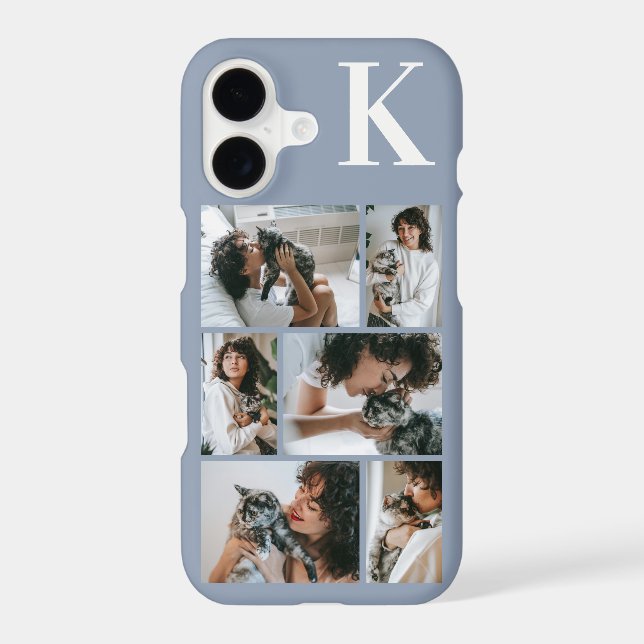 Modern 6 Pet Photo Dusty Blue Case-Mate iPhone Case (Back)