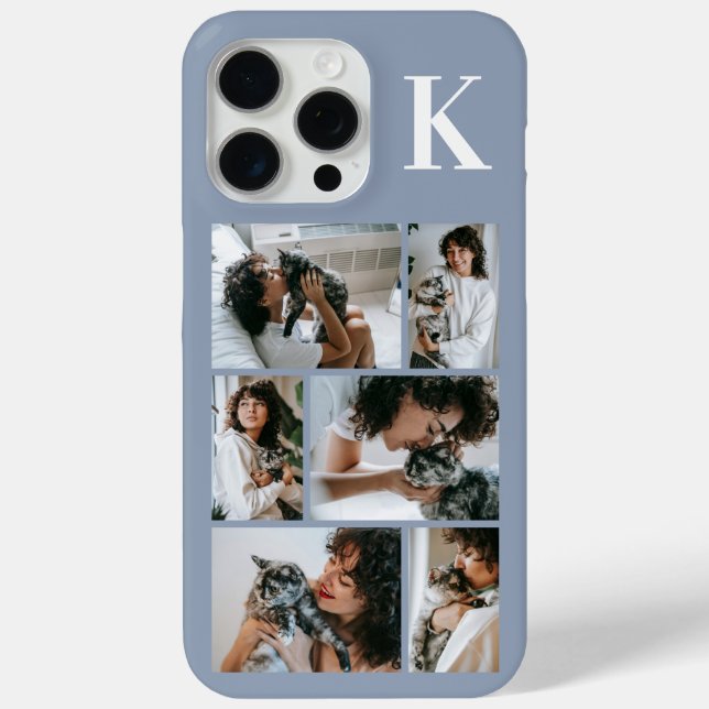Modern 6 Pet Photo Dusty Blue Case-Mate iPhone Case (Back)