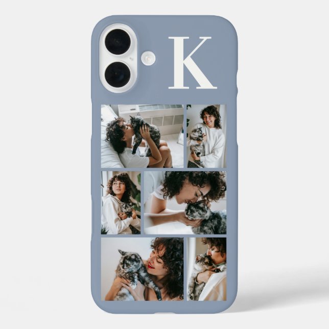 Modern 6 Pet Photo Dusty Blue Case-Mate iPhone Case (Back)