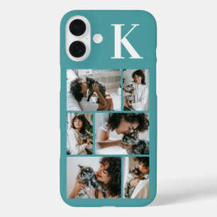 Modern 6 Pet Photo Teal iPhone 16 Plus Case