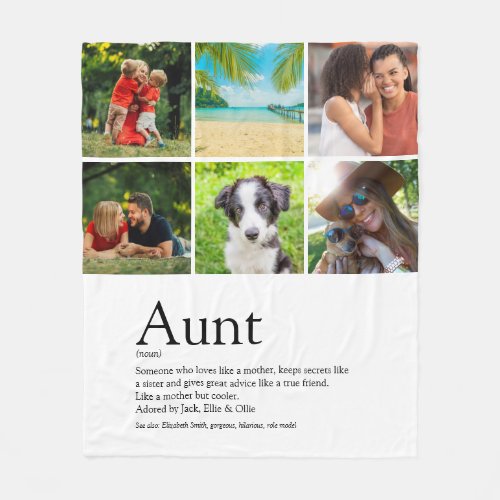 Modern 6 Photo Collage Aunt Auntie Definition Fleece Blanket