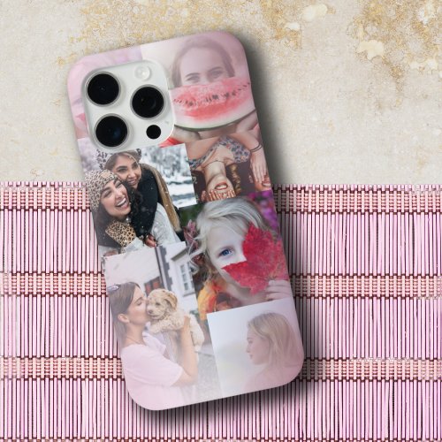 Modern 6  Photo Collage Blush Pink  iPhone 15 Pro Max Case