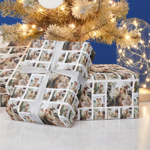 Modern 6 Photo Collage   Christmas Holiday  Wrapping Paper