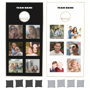 Modern 6 Photo Collage   Cornhole Set