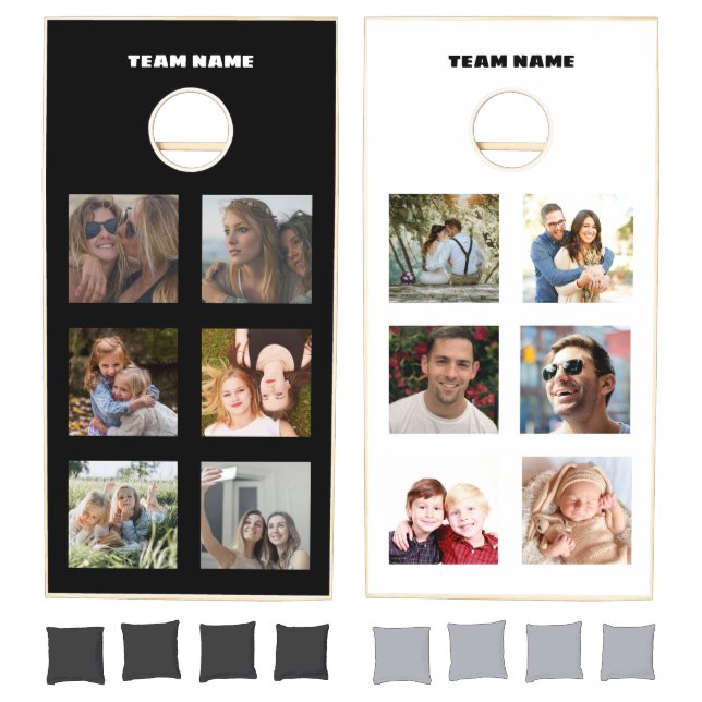 Modern 6 Photo Collage | Cornhole Set (Set)