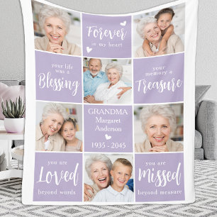 Modern 6 Photo Collage Family Memorial Poem Fleece Blanket