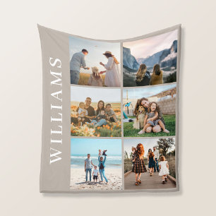 Modern 6 Photo Collage Fleece Blanket
