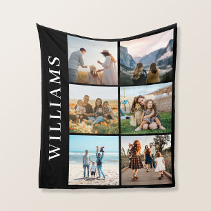 Modern 6 Photo Collage Fleece Blanket