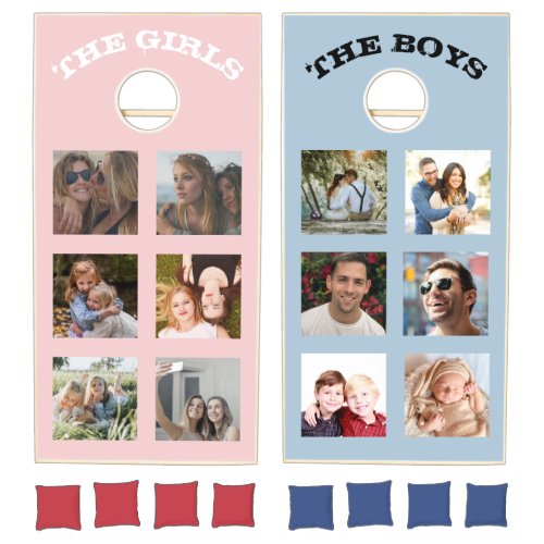 Modern 6 Photo Collage  Girls V Boys Cornhole Set