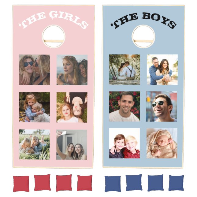 Modern 6 Photo Collage | Girls V Boys Cornhole Set (Set)