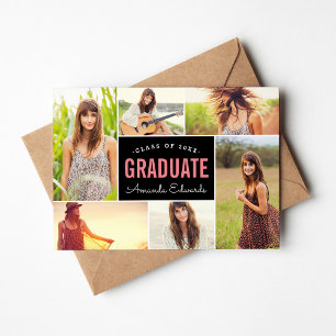 Modern 6 Photo Collage Graduation Party Invitation