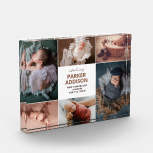 Modern 6 Photo Collage Grid Newborn Baby Birth Ann Block