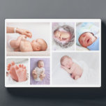 Modern 6 Photo Collage Grid Newborn Baby Plaque<br><div class="desc">Modern elegant photo collage photography business card Beautiful and elegant photography business card. Personalize with your own photos.</div>
