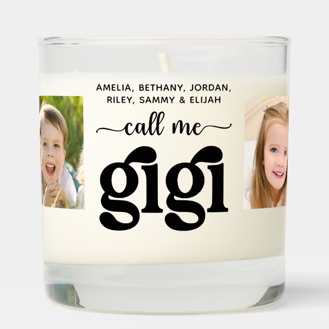 Modern 6 Photo Collage Names Call Me Gigi Scented Candle (Right)