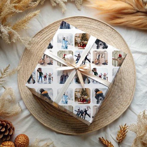 Modern 6 Photo Collage Pattern Xmas Wrapping Paper