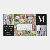 Modern 6 Photo Collage Personalized Monogram Desk Mat (Keyboard & Mouse)