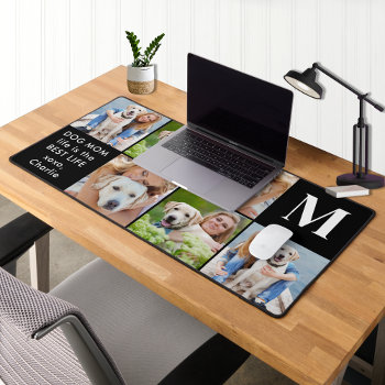 Modern 6 Photo Collage Personalized Monogram Desk Mat by BlackDogArtJudy at Zazzle