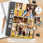 Modern 6 Photo Collage Personalized Planner<br><div class="desc">Stay organized enjoy some photo memories with this personalized planner utilizing an easy-to-upload photo collage template with 6 pictures on the front cover with year, your family name, your name or other custom text and a full-size photo on the back cover. CHANGES: You can change the background and rectangle fill...</div>