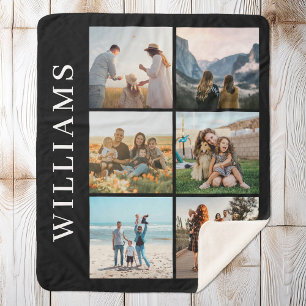 Modern 6 Photo Collage Sherpa Blanket