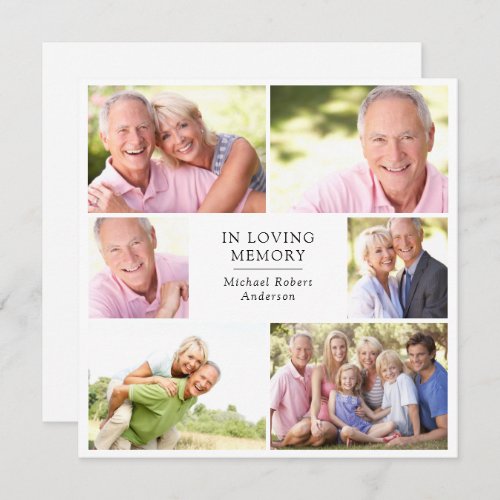 Modern 6 Photo Collage Square Funeral Thank You Card