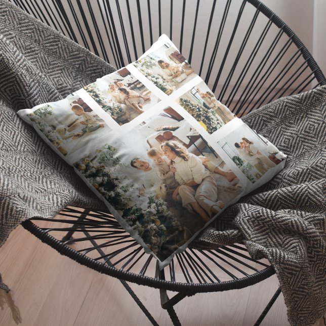 Modern 6 Photo Collage  Throw Pillow (Creator Uploaded)