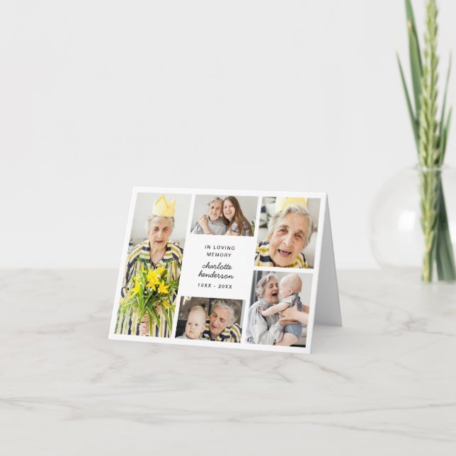 Modern 6-Photo Funeral/Sympathy Folded Thank You Card (Front)