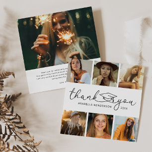 Modern 6 Photo Graduation Thank You Card