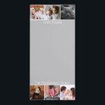 Modern 6 Photo Strip & Family Name Magnetic Notepad<br><div class="desc">Modern and trendy 6 photo spaces and custom text fridge magnetic notepad.</div>