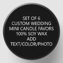 Modern 6 x Custom Black & White Soy Wax Wedding