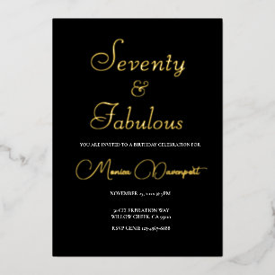 Modern 70 and Fabulous 70th Birthday Party Foil Invitation