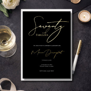 Modern 70 and Fabulous 70th Birthday Party  Foil Invitation